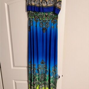 BONGO Green Embellished Tiered Maxi Sundress